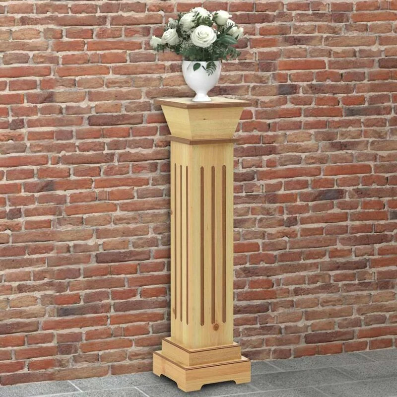 Image of VIDAXL Vidaxl - Classic Square Pillar Plant Stand Light Wood 17x17x66cm mdf 8720286062555
