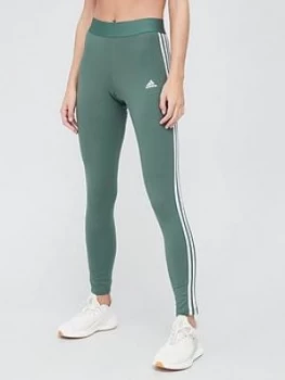Image of adidas Essentials 3 Stripe Legging - Green , Green Size M Women