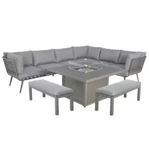 Image of Amir Royalcraft Mayfair 120 8 Seater Aluminium Corner Lounge Set with Fire Pit - Garden & Outdoor