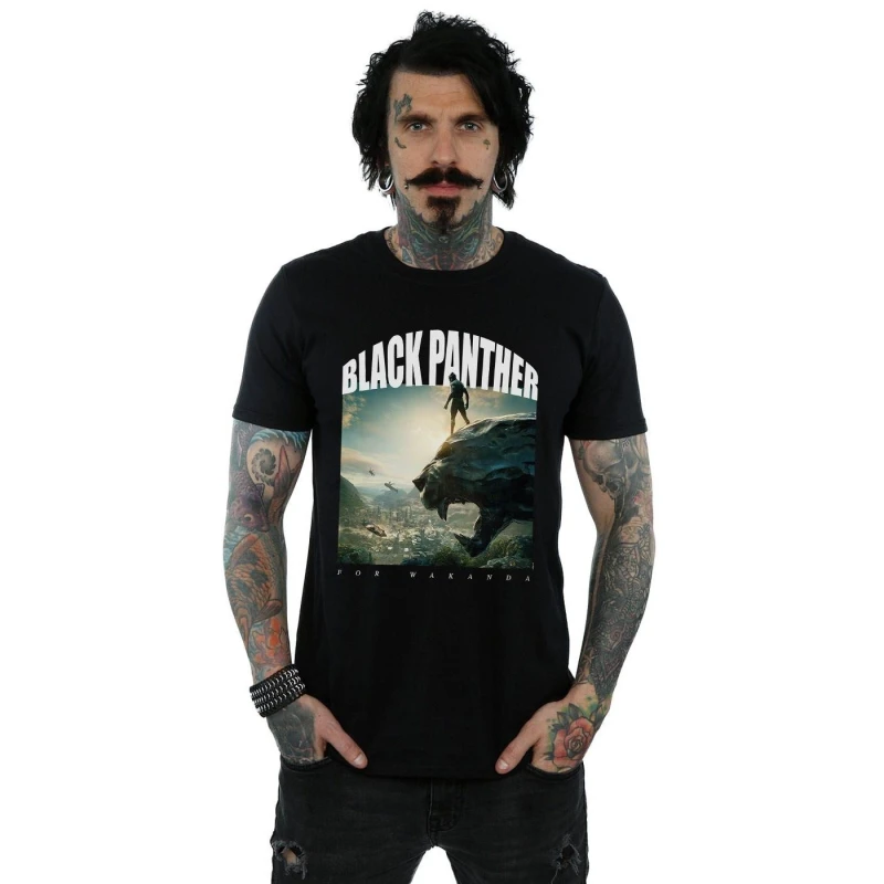Image of Marvel Marvel Men Black Panther For Wakanda T-Shirt Size: 3X-Large Black XXXL Male 5057972498637