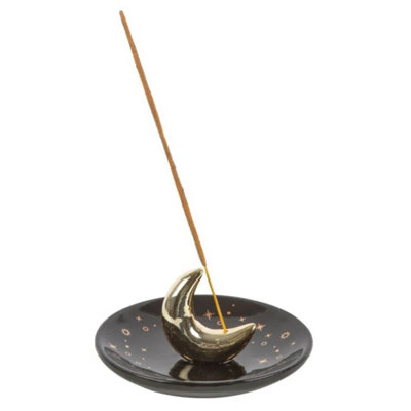 Image of Something Different Something Different Crescent Moon Incense Holder in Gold Gold One Size Unisex 5063652552735