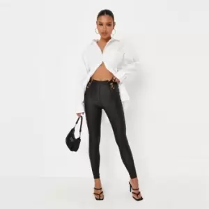 Image of Missguided Lace Up Waist Skinny Vice Jean - Black