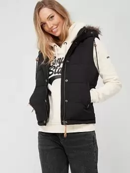 Image of Superdry Vintage Everest Faux Fur Gilet - Black, Size 14, Women
