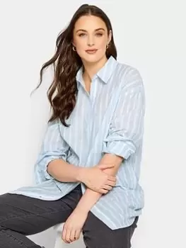 Image of Long Tall Sally Oversized Stripped Shirt - Blue Size 20, Women