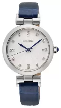 Image of Seiko SRZ545P1 Womens White Crystal Set Dial Blue Watch