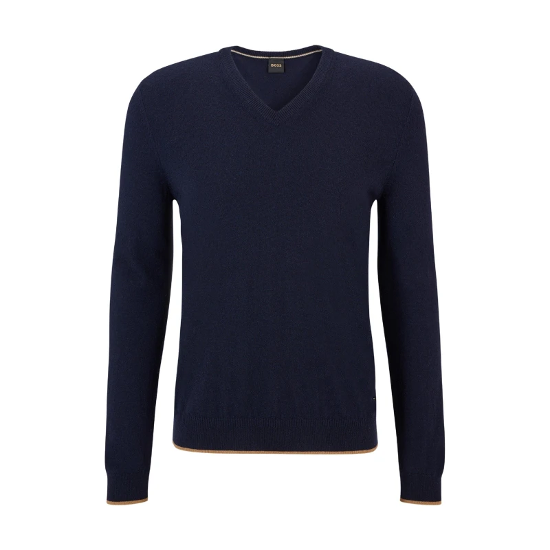 Image of Boss Mens Ettore Tailored Fit Crew Neck Jumper Dark Blue male S