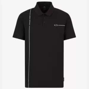 Image of Armani Exchange Logo Stretch-Cotton Polo Shirt - M