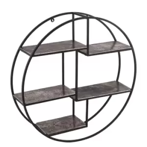 Image of Farrah Collection Silver Circular Wall Hanging Multi Shelf