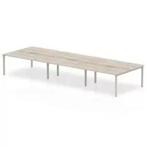 Image of B2B Silver Frame Bench Desk 1200 Grey Oak 6 Pod