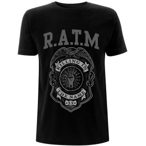 Image of Rage Against The Machine - Grey Police Badge Unisex Medium T-Shirt - Black