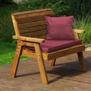Image of Charles Taylor Traditional Two Seater Bench with Cushions, Burgundy