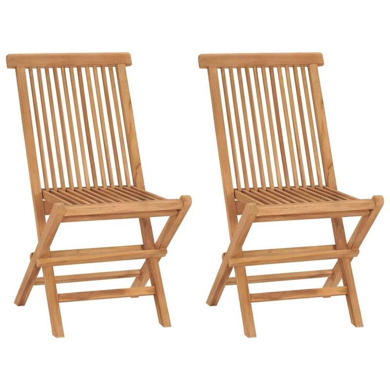 Image of VIDAXL Folding Garden Chairs 2 pcs Solid Teak Wood Vidaxl 41993