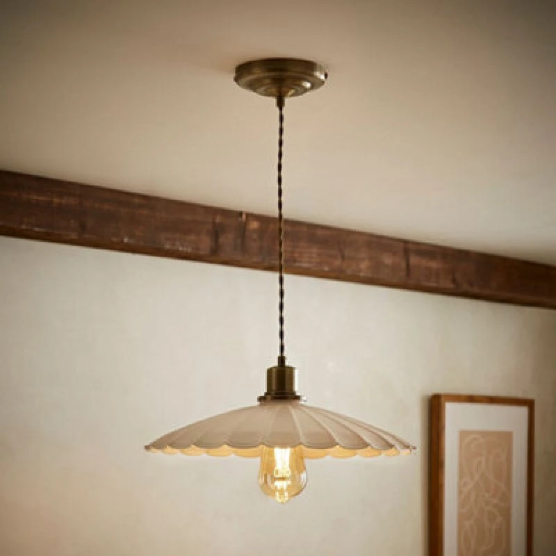 Image of Valuelights Holborn Cream Scallop Pendant Ceiling Light