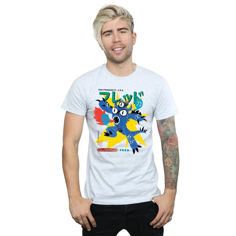 Image of Disney Men Big Hero 6 Fred Ultimate Kaiju T-Shirt in Grey Size: Small Grey S Male 5057864211795