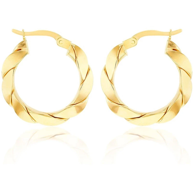 Image of Be You 9ct Gold Twisted Creole Earring Yellow Gold female One Size