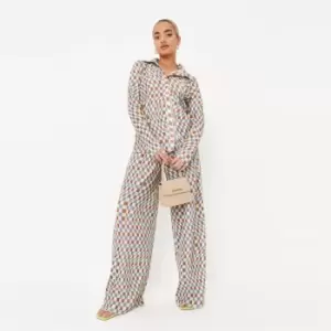 Image of Missguided Plisse Wide Leg Trouser Ckbd - Multi