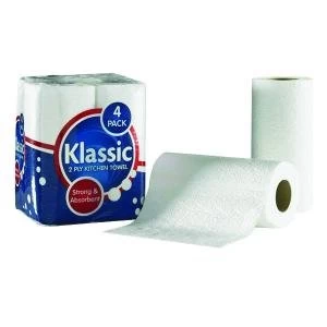 Image of Klassic 2-Ply Kitchen Roll White 6 Packs of 4 Rolls 1105090