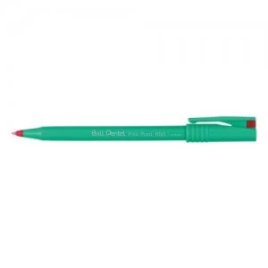 Image of Pentel R50 Rollerball Pen Green Barrel 0.8mm Red PK12