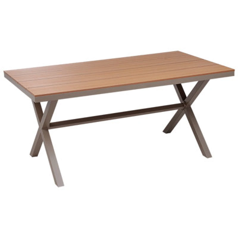 Image of Beliani Garden Dining Table Tiano 160 Cm 90 Cm Metal Taupe