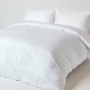 Image of White Organic Cotton Duvet Cover Set 400 Thread count, King - White - White - Homescapes