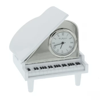 Image of WILLIAM WIDDOP Miniature Clock - White Grand Piano.