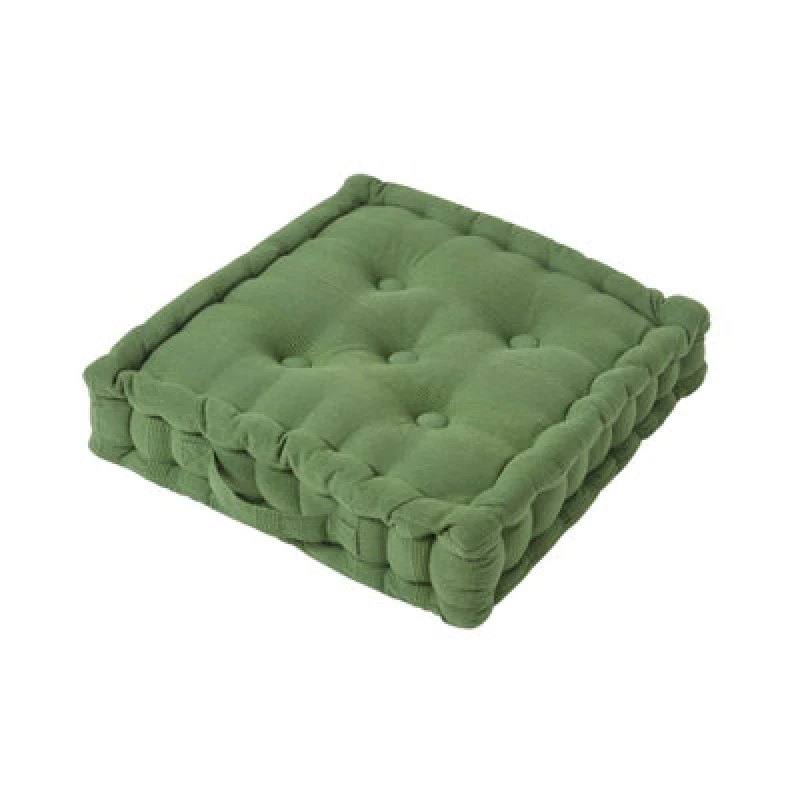 Image of Homescapes Rajput Ribbed Cotton Floor Cushion Dark Olive