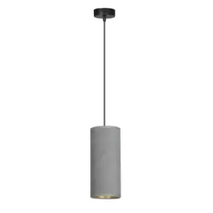 Image of Emibig Bente Black Slim Pendant Ceiling Light with Gray Fabric Shades, 1x E14