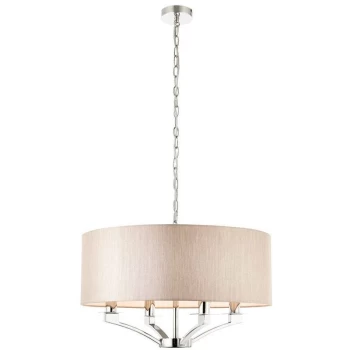 Image of Interiors 1900 Lighting - Interiors Vienna - 4 Light Multi Arm Ceiling Pendant Polished Nickel with Beige Single Shade, E14