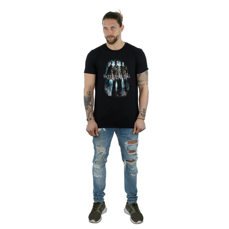 Image of Supernatural Supernatural Men Group Shot Cotton T-Shirt in Black Size: Small Black S Male 5063377469233