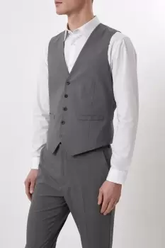 Image of Mens Slim Fit Light Grey Essential Waistcoat