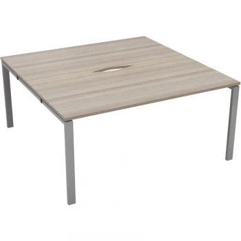 Image of 2 Person Double Bench Desk 1400X800MM Each - Silver/Grey Oak