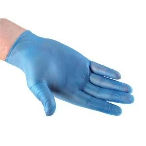 Image of Lightly Powdered Size Large 8.5 Disposable Vinyl Grip Gloves Blue 50