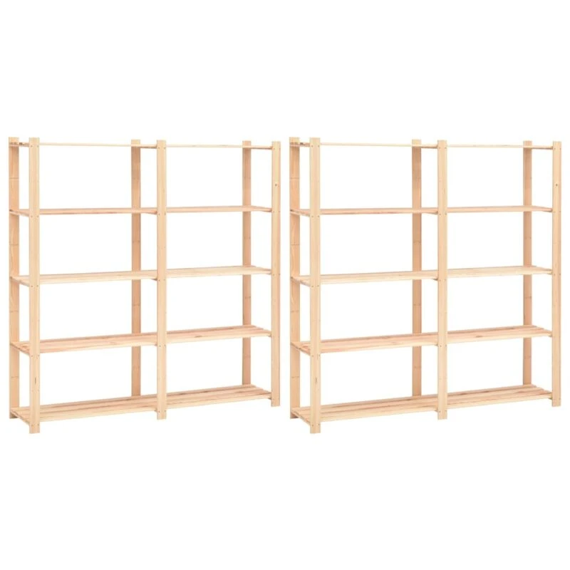 Image of VIDAXL Vidaxl - 5-Tier Storage Racks 2 pcs 170x38x170cm Solid Pinewood 500kg 8719883854649