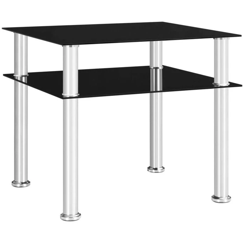 Image of VIDAXL Side Table Black 45x50x45cm Tempered Glass Vidaxl 8718475798910