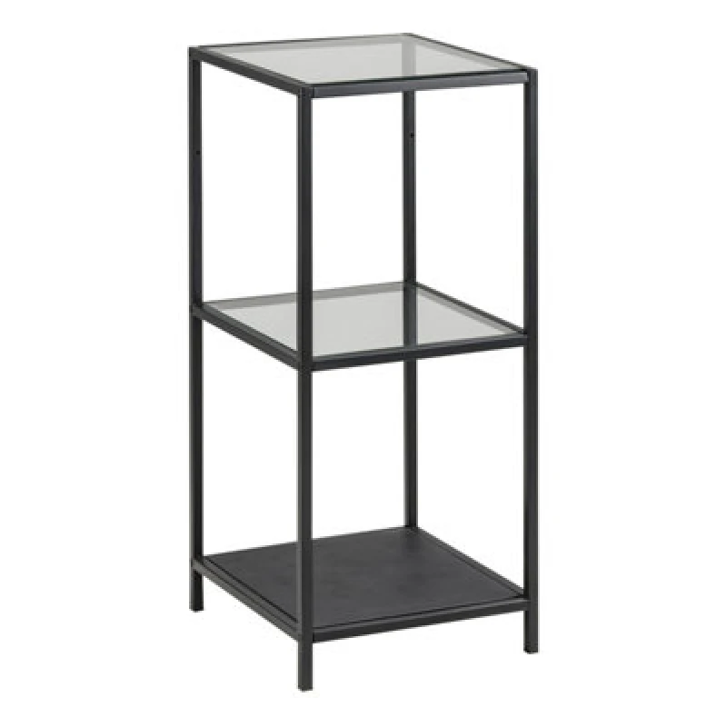 Image of Furniture To Go Seaford Narrow Black Metal Bookcase With 2 Glass Shelves