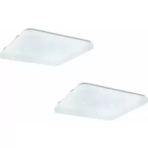 Image of 2 PACK Wall Flush Ceiling Light White Shade White With Crystal Effect LED 17.3W
