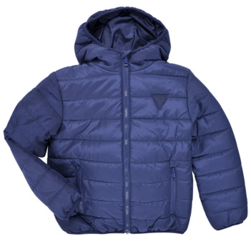 Image of Guess HOODED LS PADDED PUFFER W ZIP girls's Children's Jacket in Blue