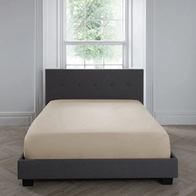 Image of Appletree Premium 200Tc Plain Dye Natural 100% Percale Cotton Natural Fitted Bed Sheet