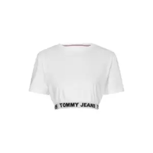 Image of Tommy Jeans Logo Crop T Shirt - White