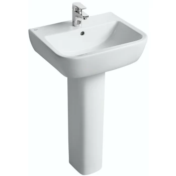 Image of Tempo 1 tap hole full pedestal basin 550mm - White - Ideal Standard
