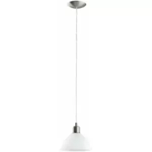 Image of Pendant Light Colour Satin Nickel Shade White Glass Alabaster Bulb E27 1x60W