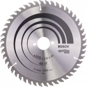 Image of Bosch Optiline Wood Cutting Saw Blade 200mm 48T 30mm