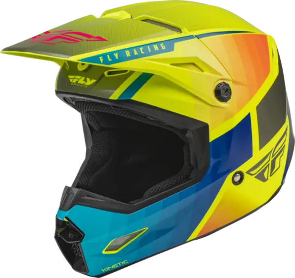 Image of FLY Racing Kinetic Drift Blue Hi-Vis Charcoal Offroad Helmet Size 2XL
