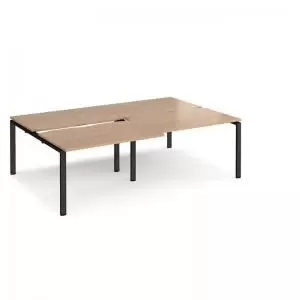 Image of Adapt sliding top double back to back desks 2400mm x 1600mm - black