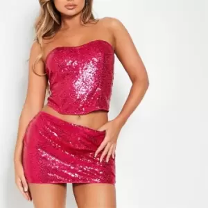 Image of I Saw It First Co Ord Sequin Micro Mini Skirt - Pink