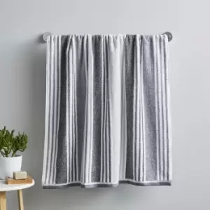 Image of Catherine Lansfield Kelso Stripe Soft & Absorbent 100% Cotton 450gsm Hand Towel, Charcoal