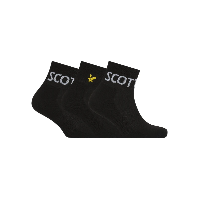 Image of Lyle and Scott 3 Pack Training Socks - Black 7 - 11