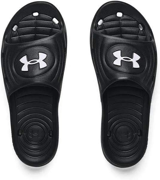 Image of Under Armour Mens M Locker IV Summer Slider Sandals UK Size 11 (EU 46, US 12) Black White 3023758-001-11