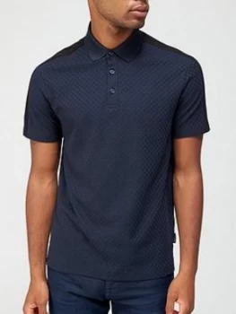 Image of Armani Exchange Textured Polo Shirt Navy Size M Men