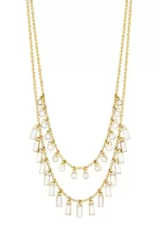 Image of Gold Crystal Baguette Charm Multirow Necklace